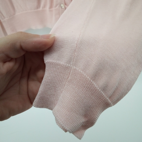 Vintage DKNY Petite Pink 100% Cotton Cardigan Formal Wedding Career S - Picture 6 of 8